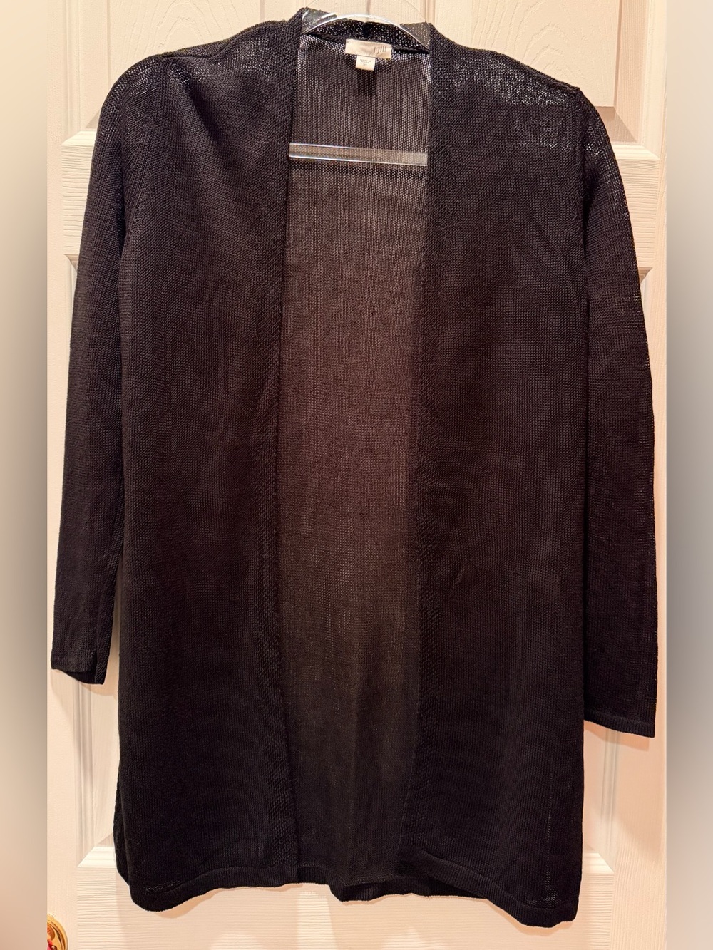 J. Jill Black Open-Front Women's Cardigan in Linen Blend
